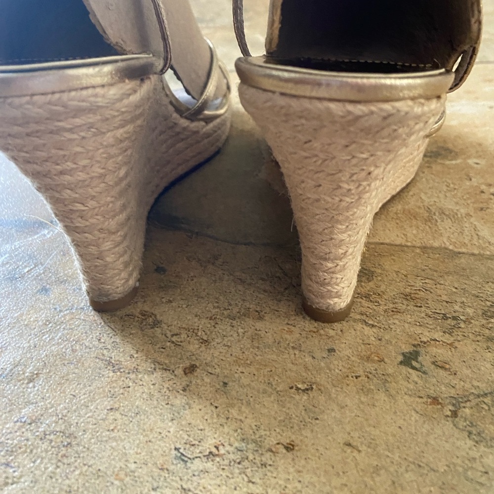 Michael Kors Pale Gold 4 inch rope wedge sandles